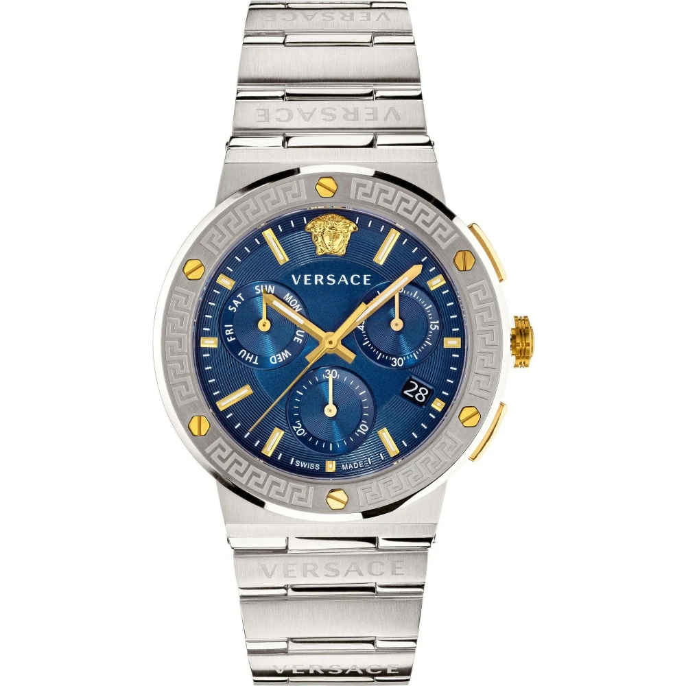 Joom Versace Herren Grau Vez900221 Blaue 43 Mm Greca Logo Uhr - Bild 4