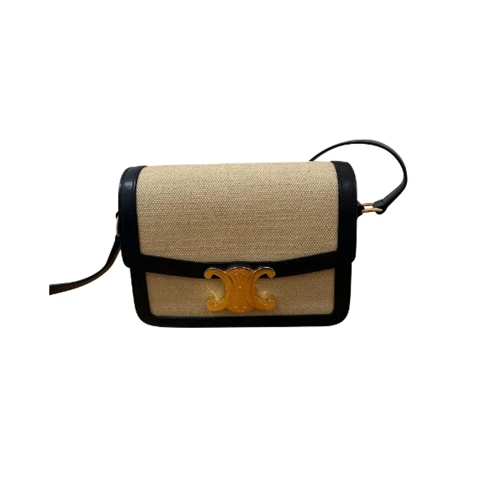 Celine Vintage Pre-owned Canvas crossbody-bags Beige Dames