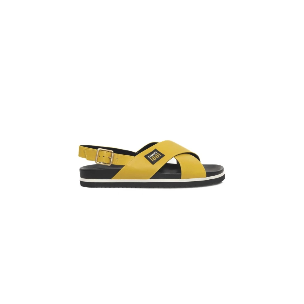 Cerruti 1881 Dam Läder Plattforms Sandaler Yellow, Dam