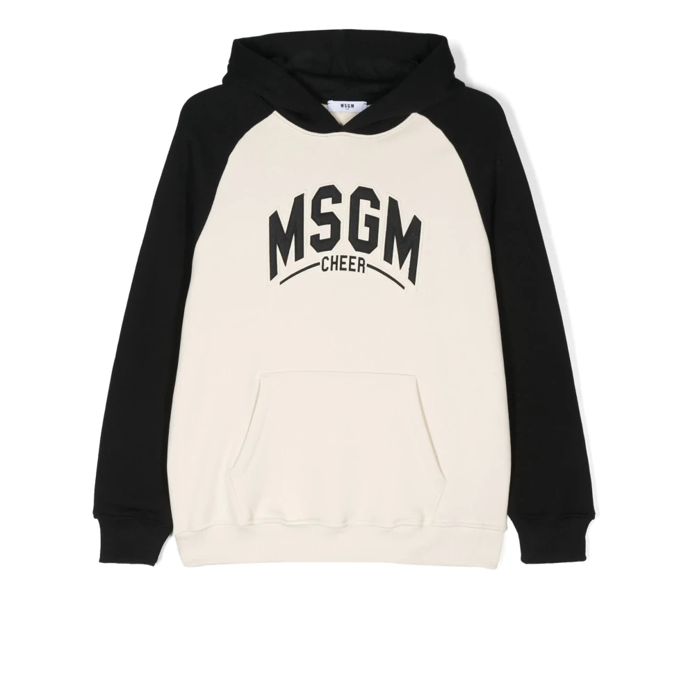 Msgm Kräm Raglan Hoodie Beige, Pojke