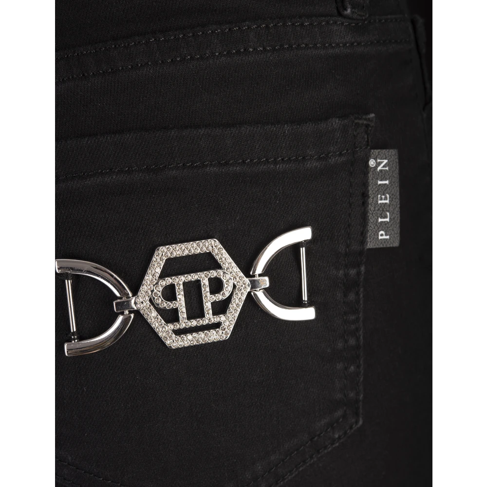 Philipp Plein Zwarte High-Waist Jegging Broek Black Dames