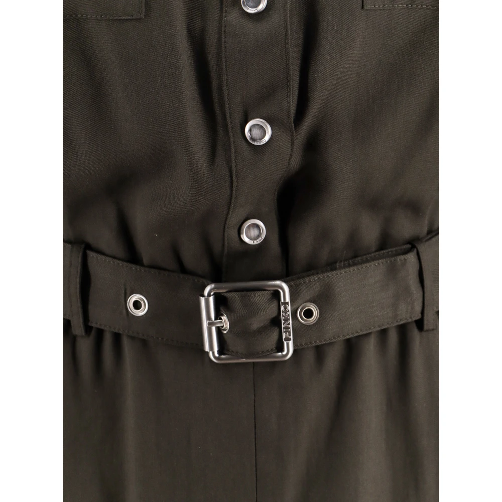 pinko Elegante Jurk met Riem en Zakken Green Dames