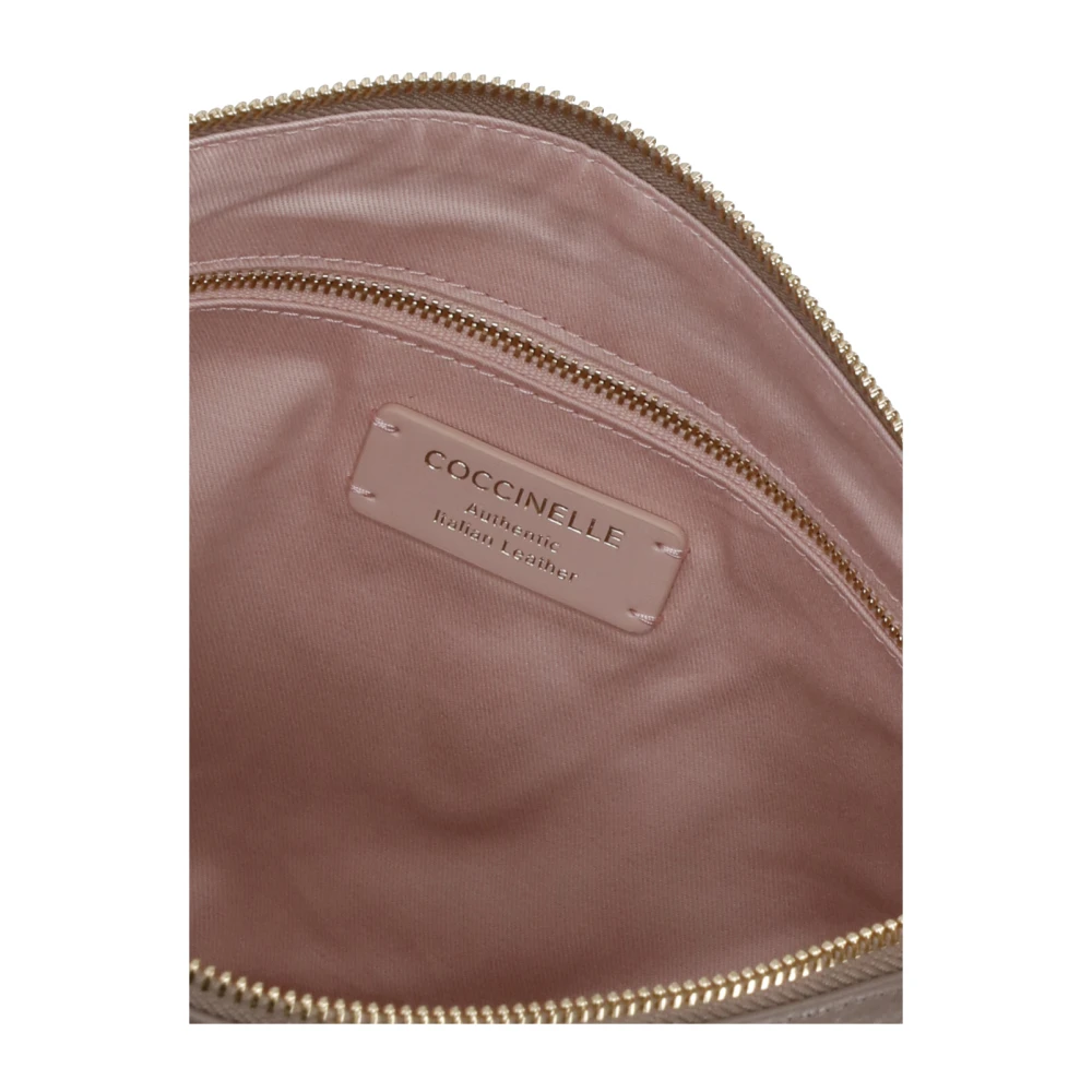 Coccinelle Gehamerd Leren Schoudertas in Beige Dames
