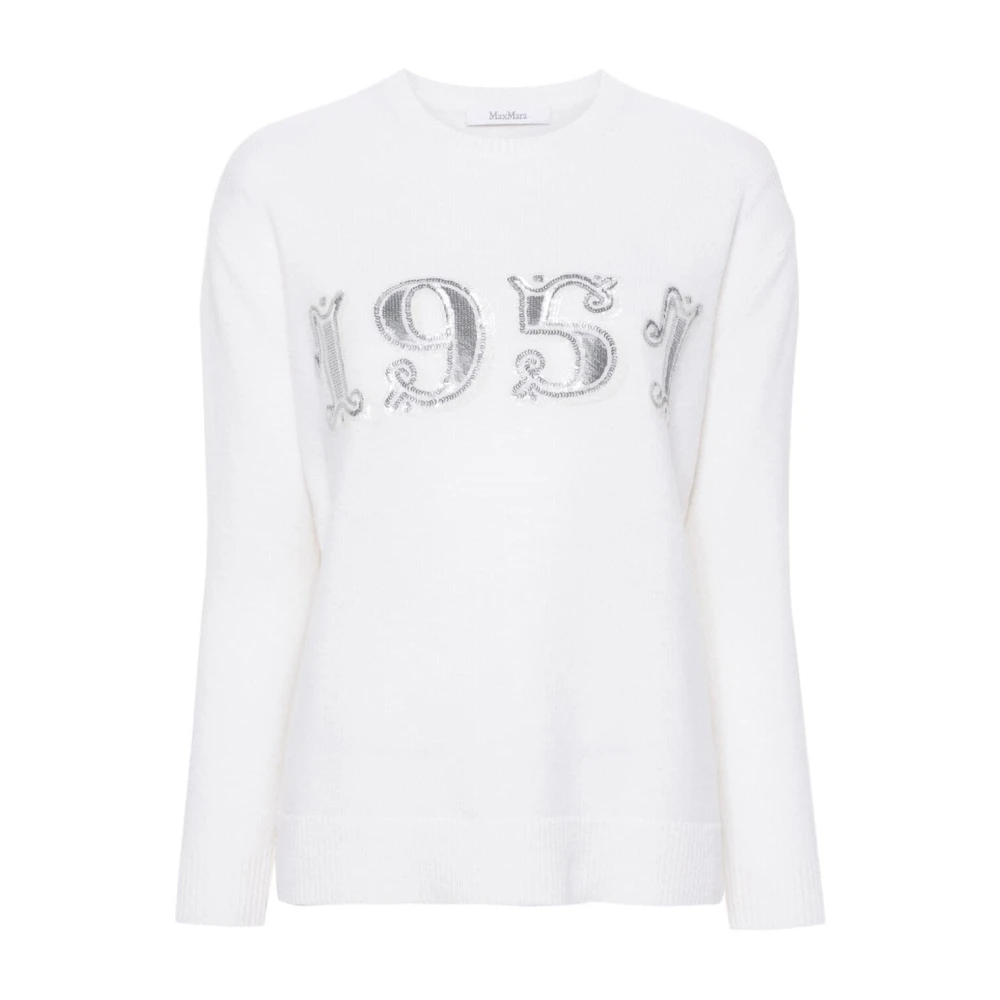 Max Mara Women's White Plata Pullover - Round-Neck Knitwear - L - Knitwear