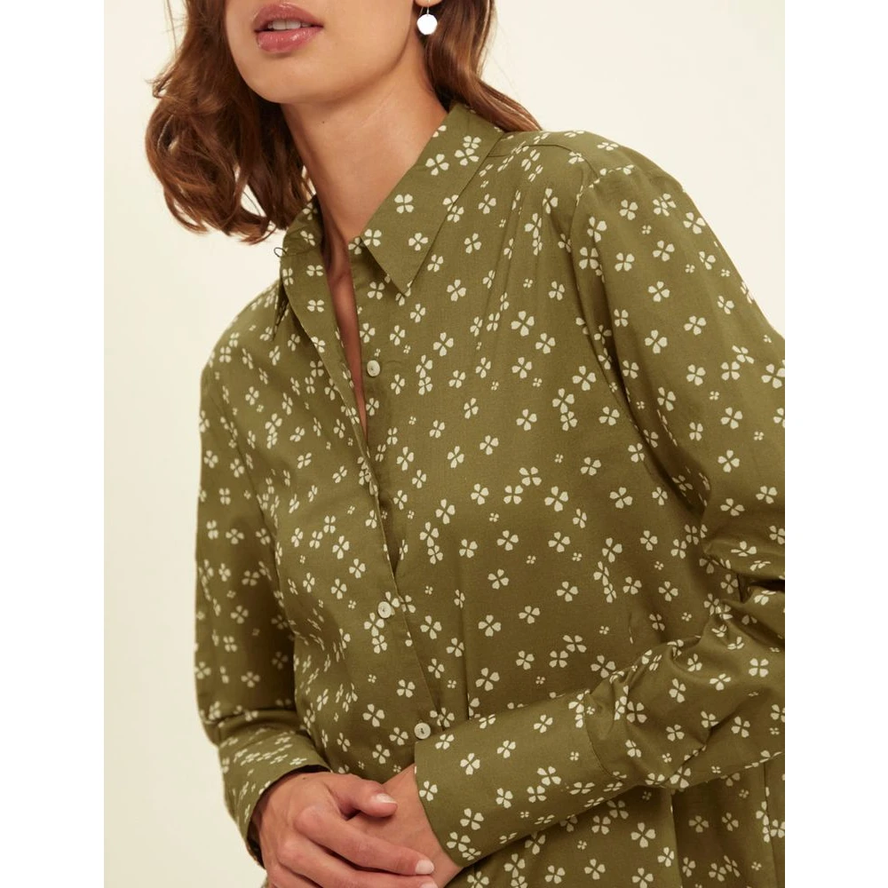 Ines De La Fressange Paris Lucky khaki overhemd met exclusieve print Green Dames