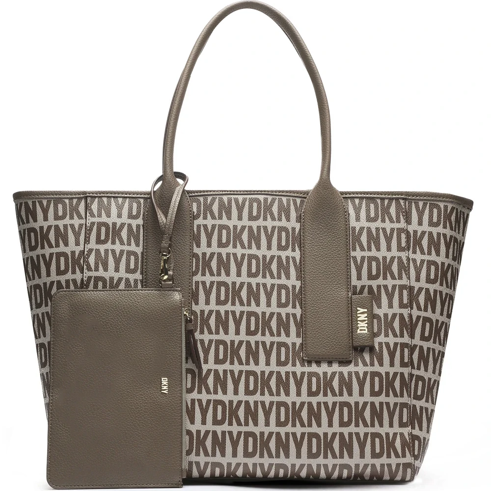 DKNY Grayson Logo Patroon Tote Tas Brown Dames