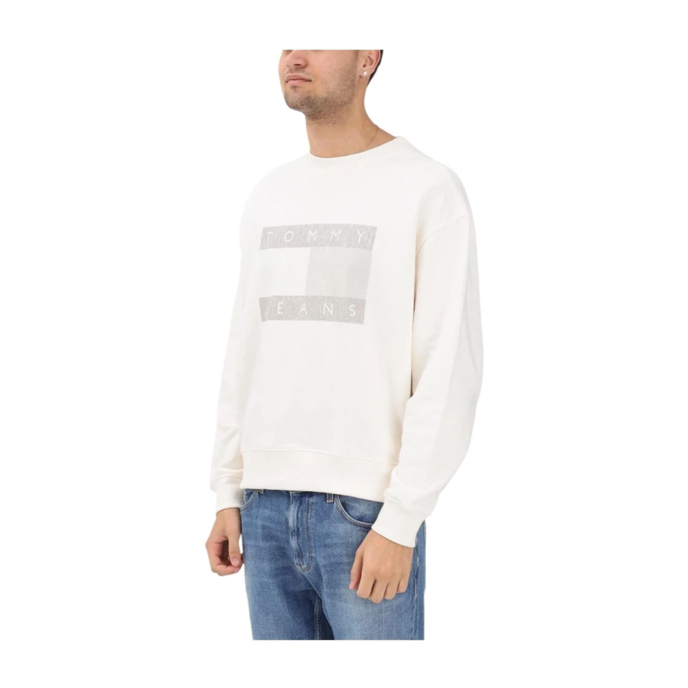 Tommy Hilfiger Men's White 90S Distressed Sweatshirt - Sweatshirts - Xl - Sweatshirts & Hoodies