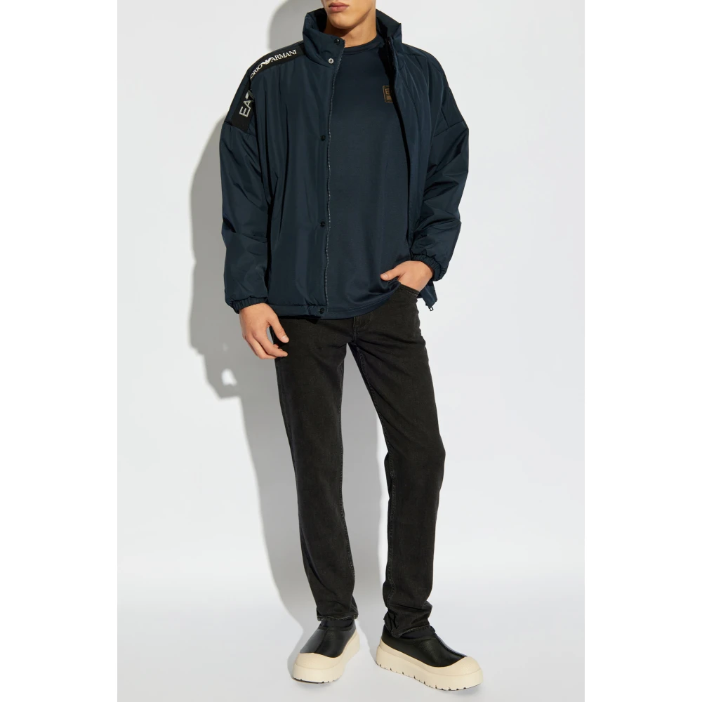Emporio Armani EA7 Gewatteerde jas met logo Blue Heren