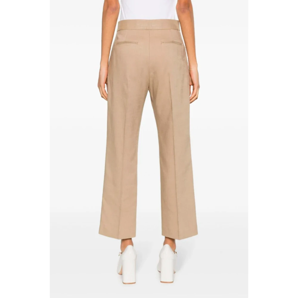 Msgm Oogje Rits Broek Zand Rechte Snit Beige Dames