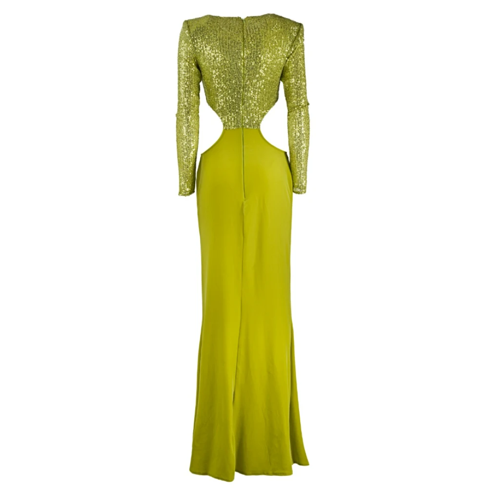 Elisabetta Franchi Groene Zeemeerminjurk met Strass Accessoire Green Dames