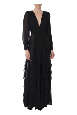 robe-de-soiree-noire-en-georgette-avec-col-en-v