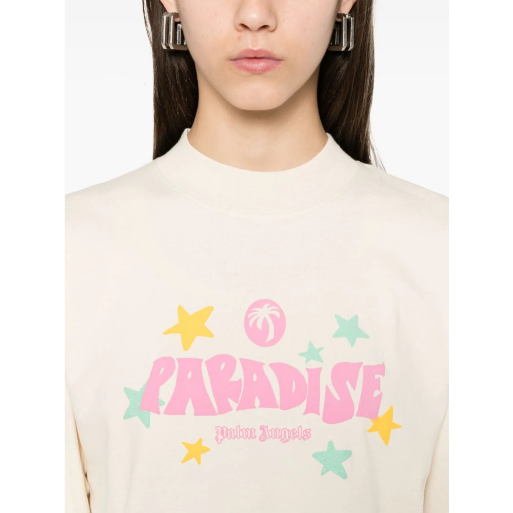 Palm Angels Witte T-shirts en Polos met Logoprint White Dames