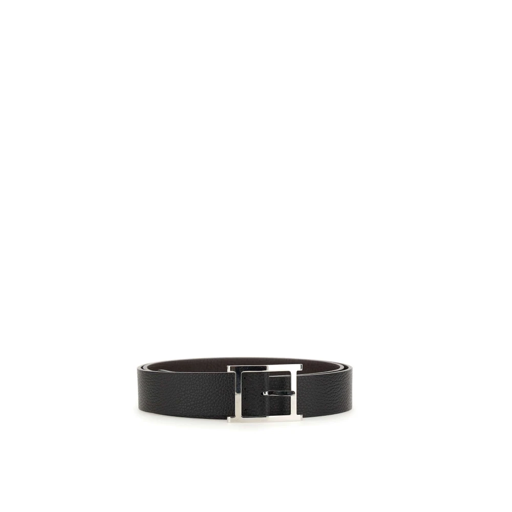 Orciani Zwarte Leren Riemen Black Heren