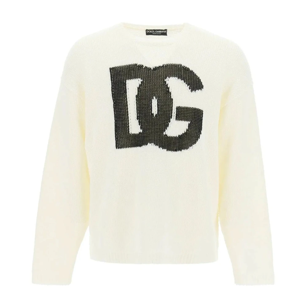 Dolce & Gabbana Logo Linne Tröja Tillverkad i Italien Beige, Herr