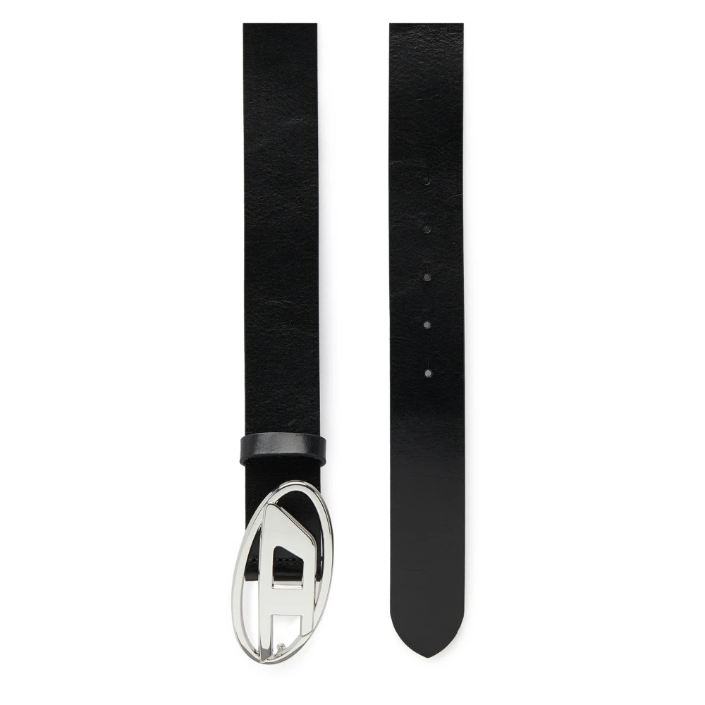Diesel Riem met D-logo gesp Black Dames