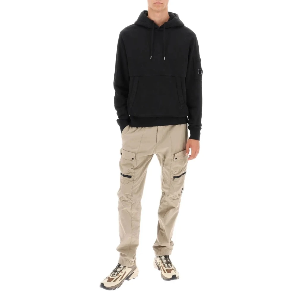 C.P. Company Zwarte Katoenen Fleece Hoodie met Kangoeroezak Black Heren