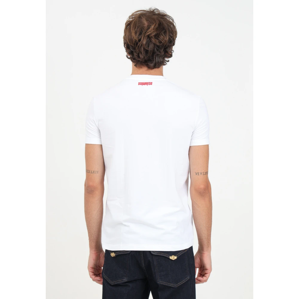 Dsquared2 Wit T-shirt met korte mouwen en logo borduursel White Heren