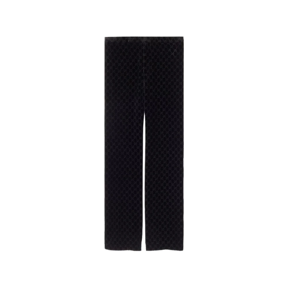 Gucci Men's Black Gg Stretch Devoré Velvet Trousers