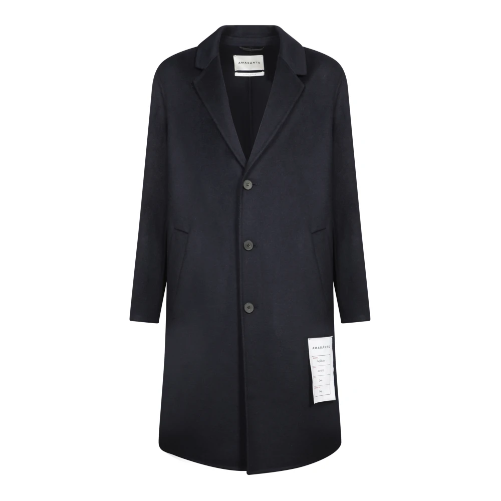 Amaránto Midnight Blue Wol Drie-Knoop Jas Blue Heren