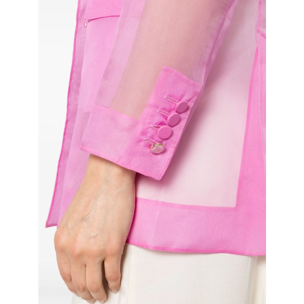 Max Mara Roze Zijden Organza Jas Pink Dames