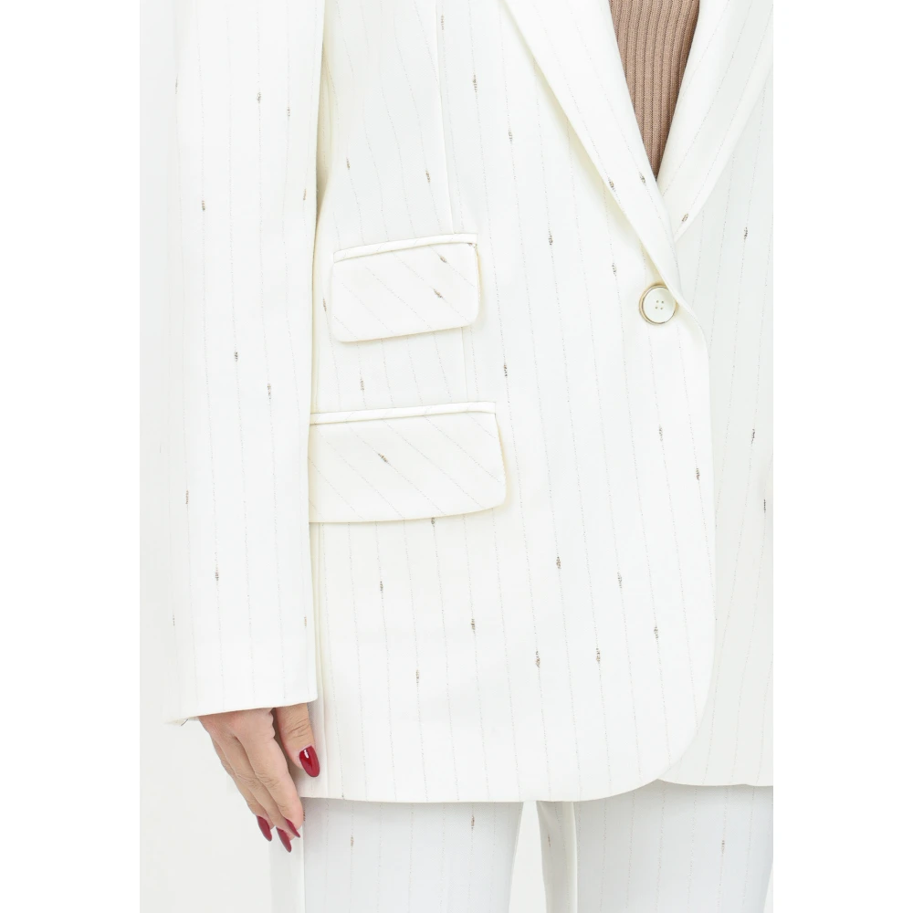 Simona Corsellini Witte single-breasted jas met verfijnde details White Dames