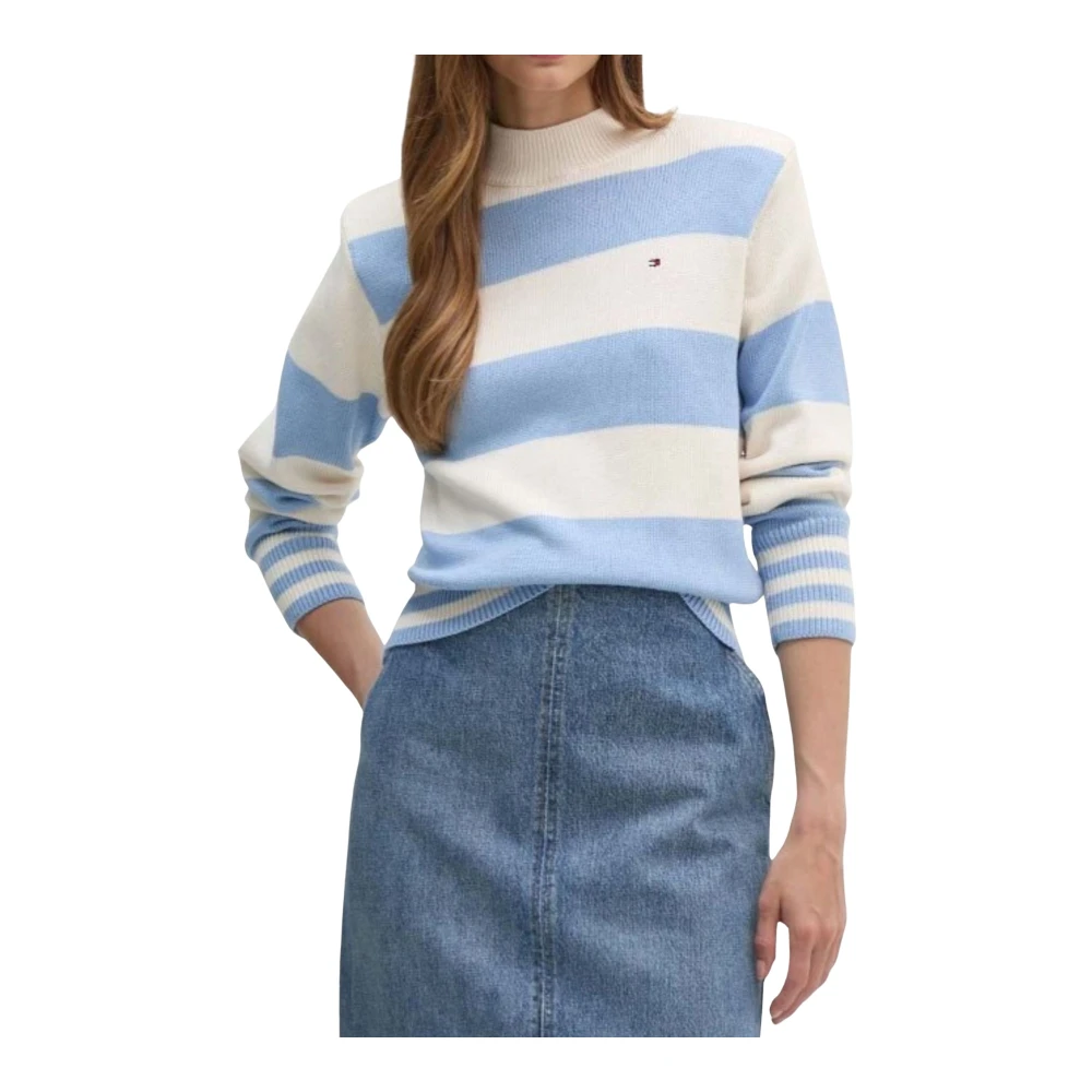 Tommy Hilfiger Rugby Style Mock-Neck Sweater Vrouwen Blue Dames