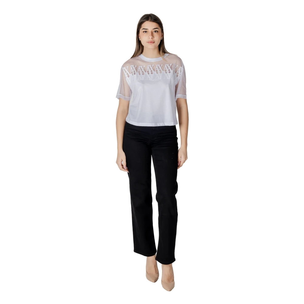 Armani Exchange Korte mouw katoenen T-shirt White Dames