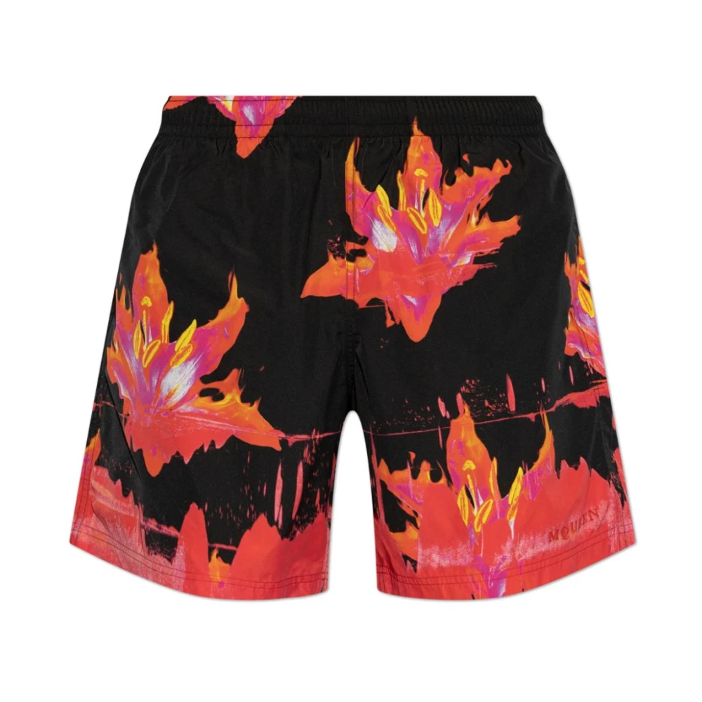Alexander Mcqueen Multicolor Beachwear, Male, S, Black And Red Swimwear Ss25