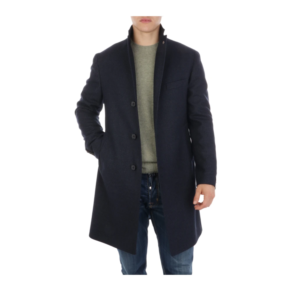 Tagliatore Eenvoudige Geknoopte Jas Blue Heren
