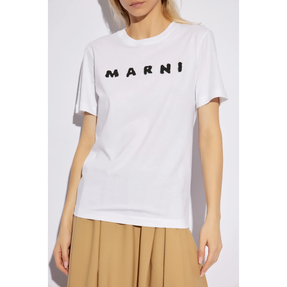 Marni T-shirt met bedrukt logo White Dames