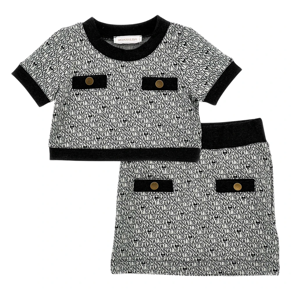 Monnalisa Girls Black Chic Knitted Skirt Set - Kids Sets - 12 Y - Kids