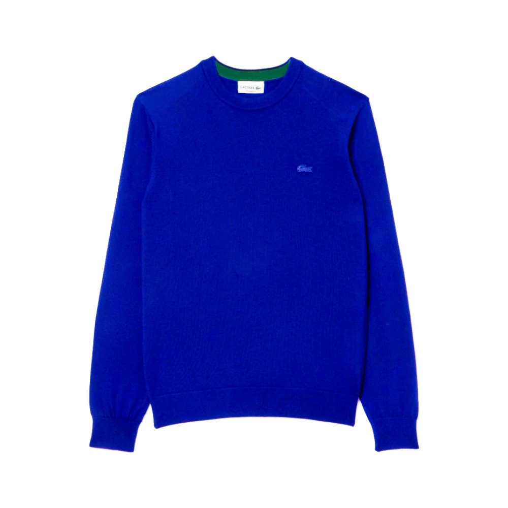 Lacoste Men's Blue Round-Neck Knitwear,, Merino Wool Round Neck Jumper Extra Large