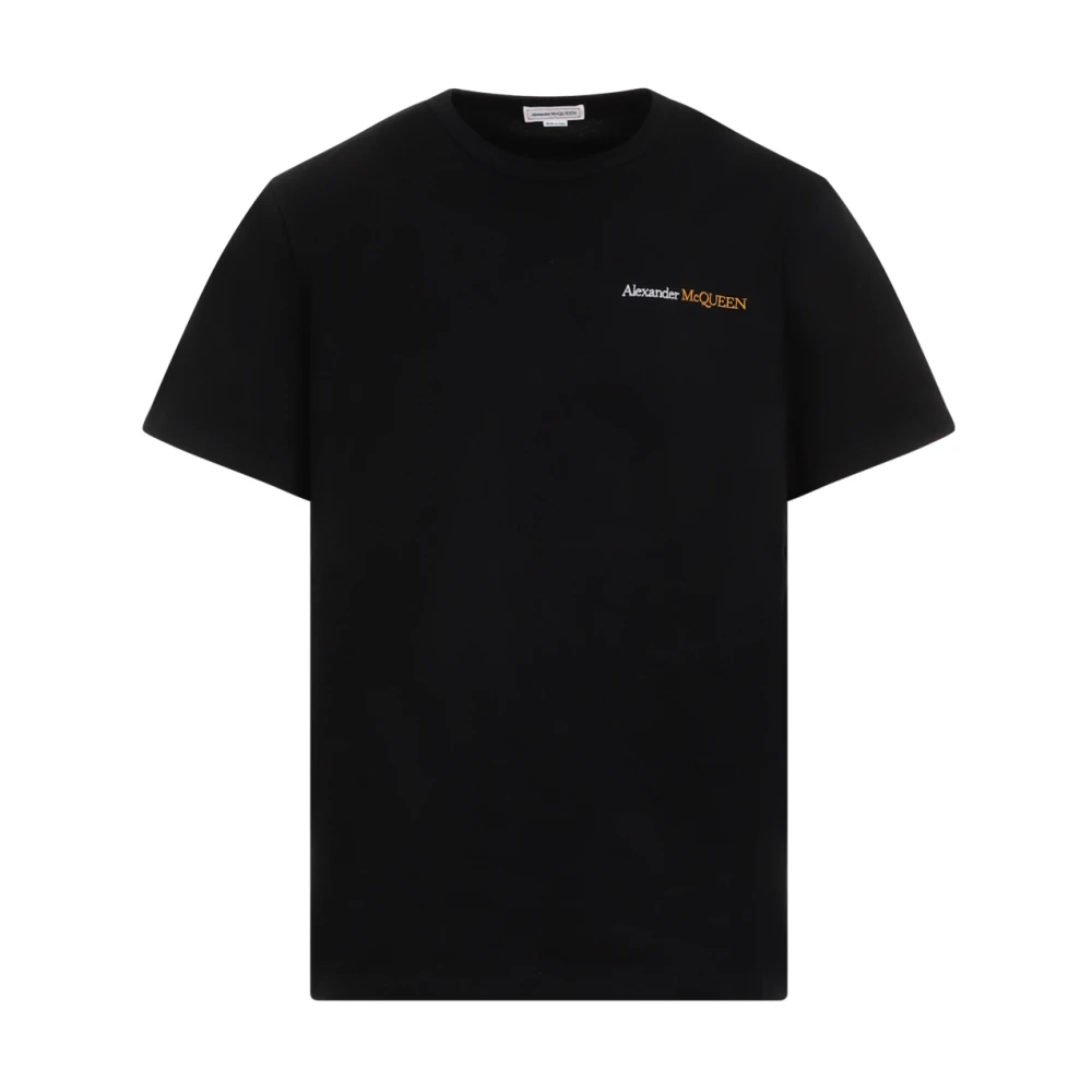 Alexander mcqueen Zwart Katoenen T-shirt met Geborduurd Logo Black Heren