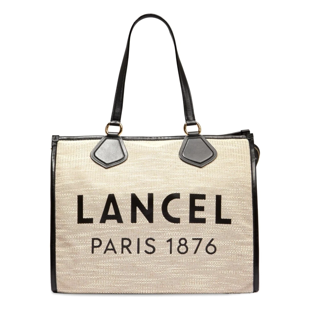 Lancel Natuurlijke Zwarte Tote Tas Beige Dames