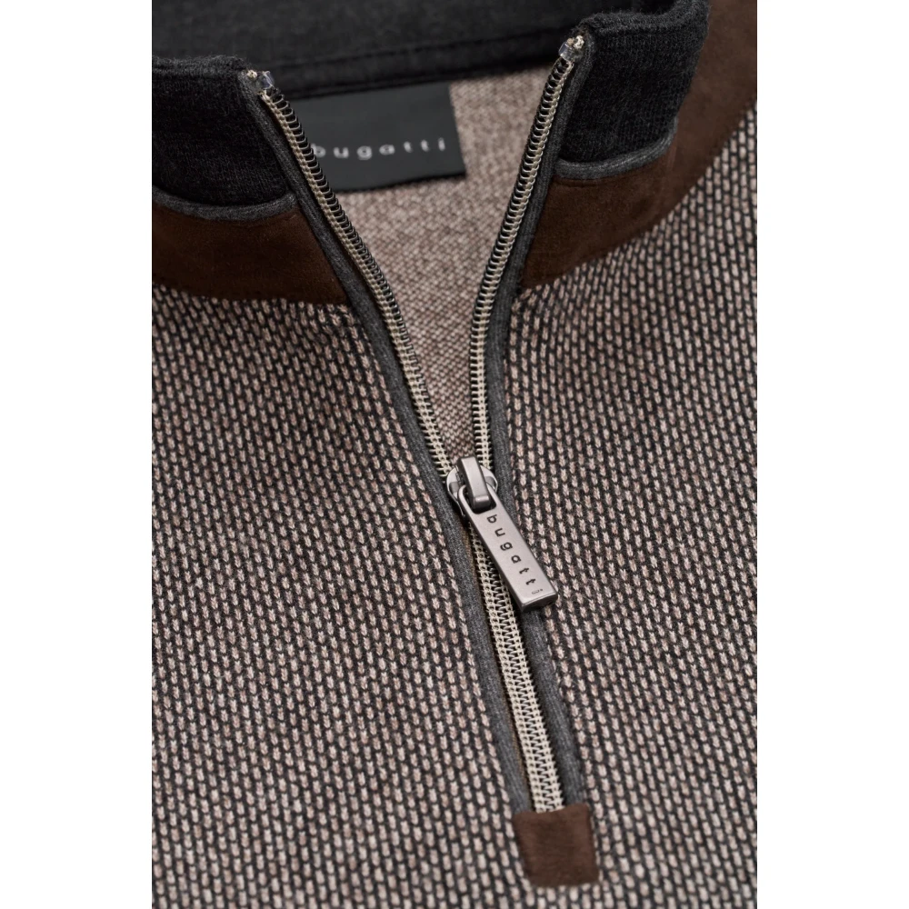 Bugatti Stijlvolle Donkerbruine Trui met Rits Brown Heren