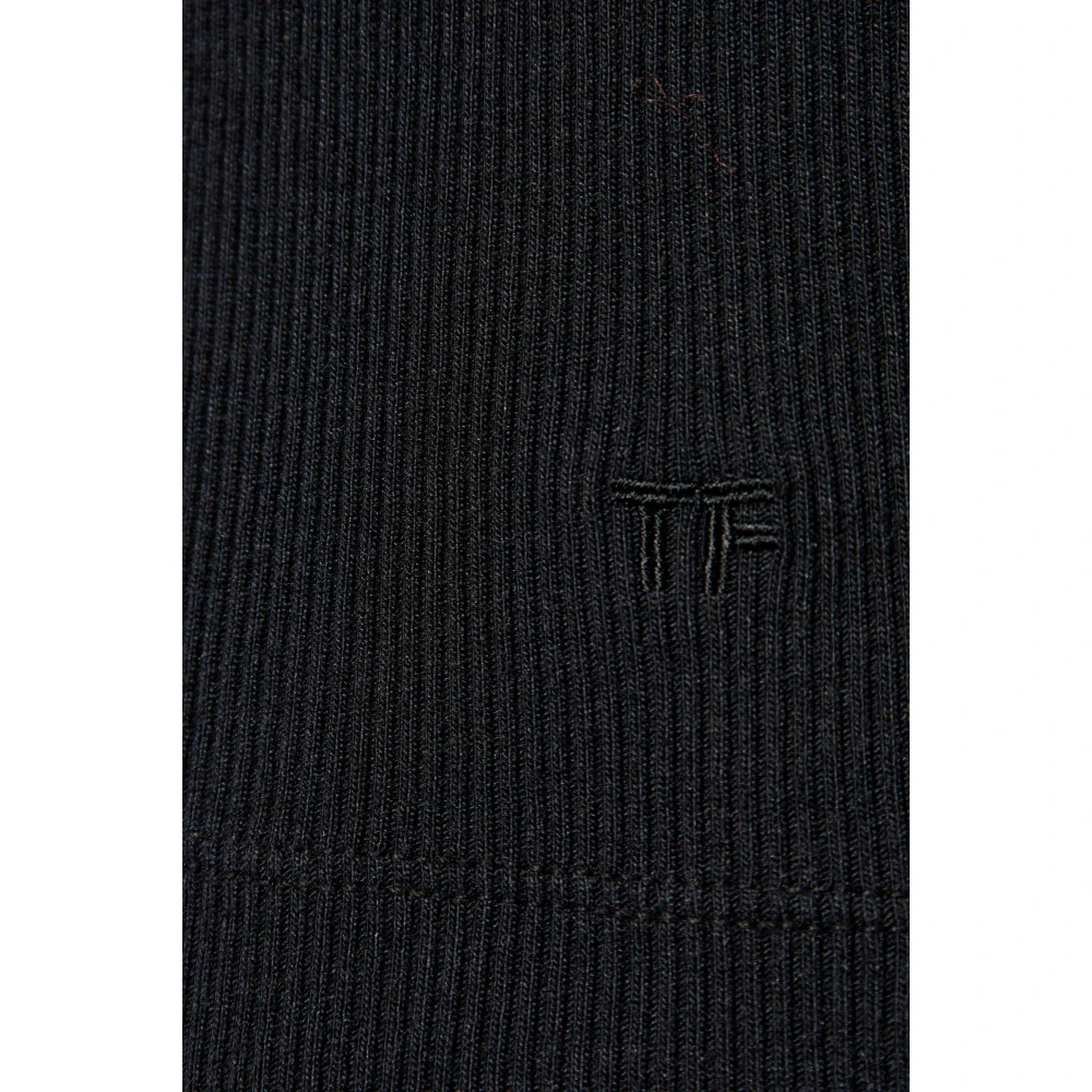 Tom Ford Geribbeld T-shirt Black Heren