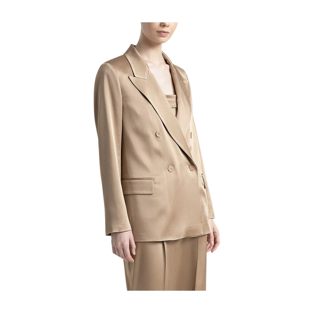 PESERICO Cady enver satijnen double-breasted blazer Brown Dames