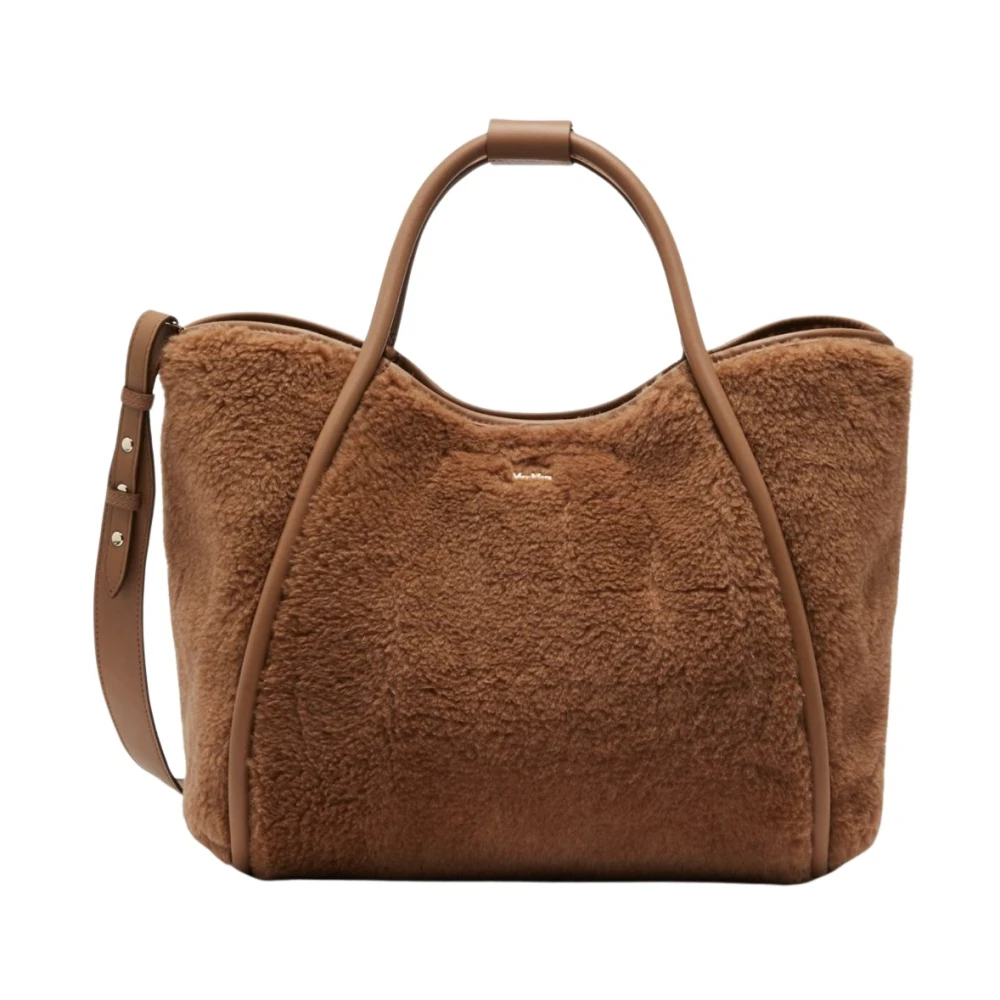 Max Mara Luxe Teddy Tas met Leren Details Brown Dames