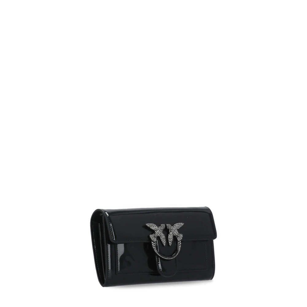 pinko Zwarte Damesportemonnee met Schouderband Black Dames