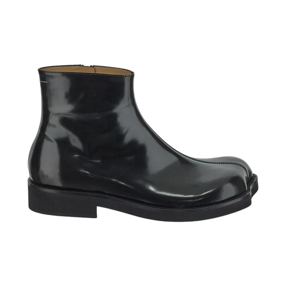 MM6 Maison Margiela Leren Enkellaars Black Heren