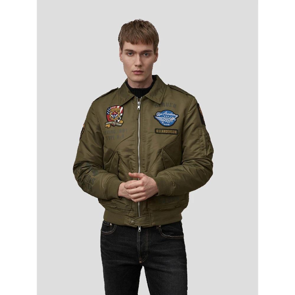 Blauer Groene Nylon Bomberjack Green Heren