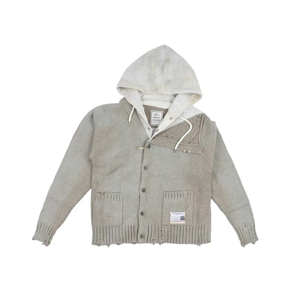 Mihara Yasuhiro Vintage Gebleekte Gebreide Hoodie Pullover Gray Heren