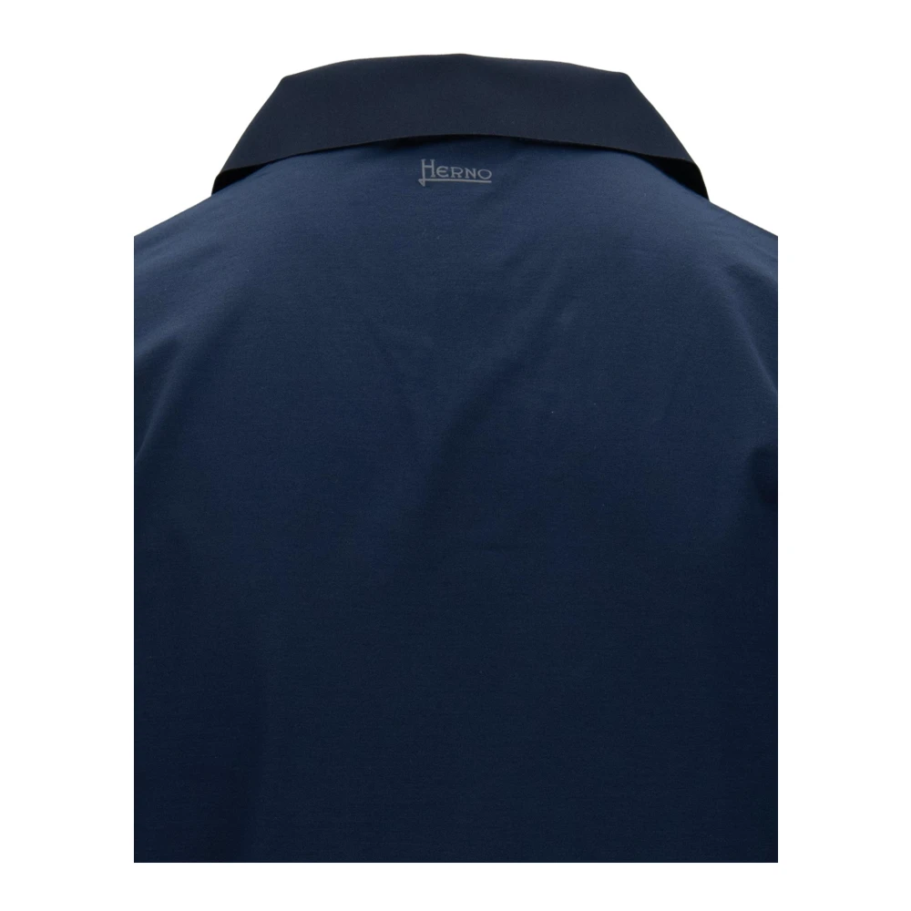 Herno Button Polo Shirt Blue Heren