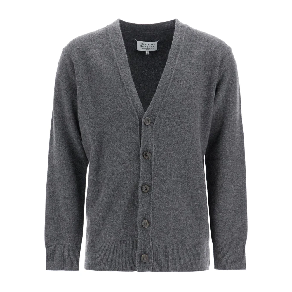 Maison Margiela Grijze Wol V-Hals Cardigan Sweater Gray Heren