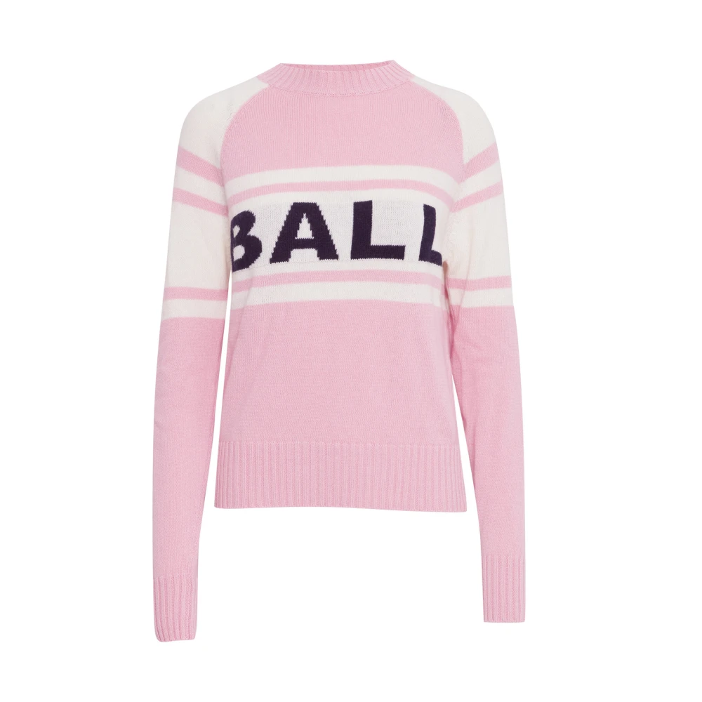 Ball Logo Stickad Tröja Rosa Melange Pink, Dam