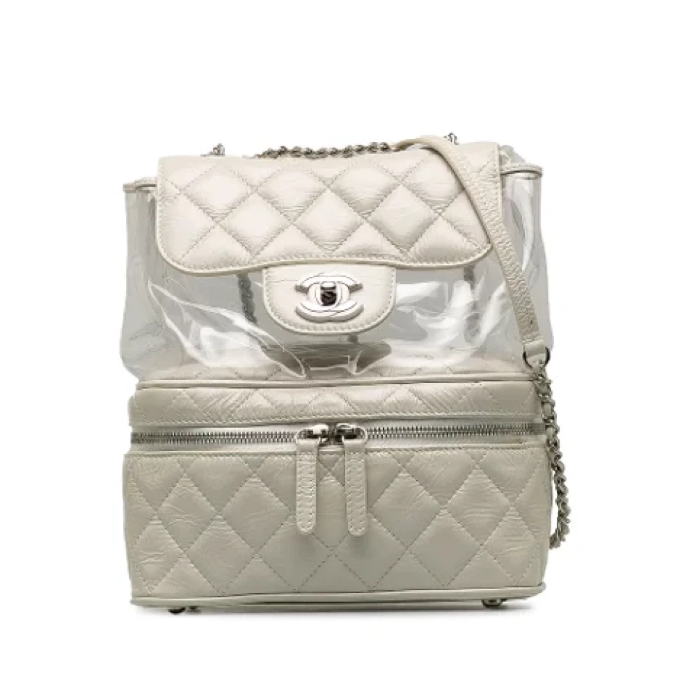 Chanel Vintage Pre-owned Leather backpacks White Dames