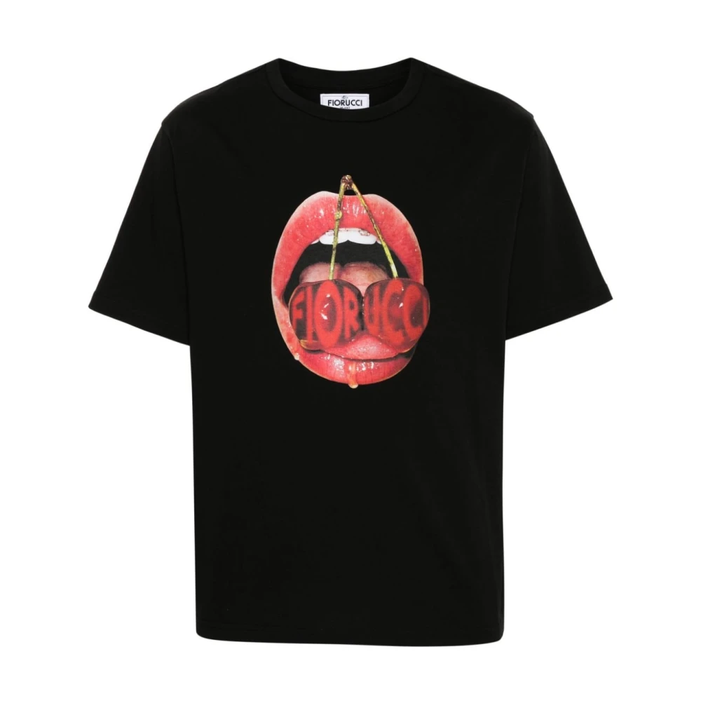Fiorucci Zwart Mond Logo T-shirt Black Heren