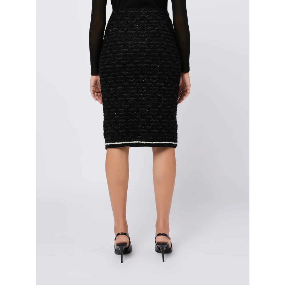 D.Exterior Zwarte Wol Midi Rok Slim Fit Black Dames