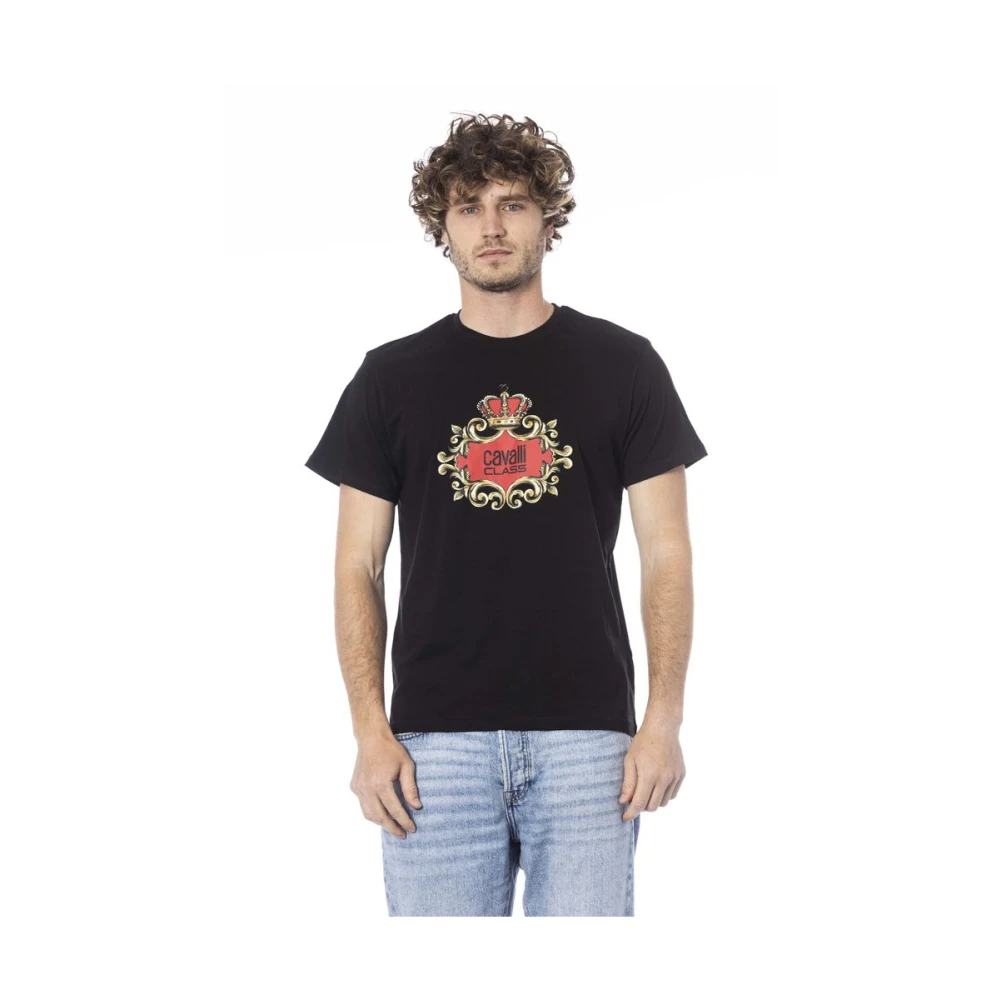 Cavalli Class Zwart Logo Print T-Shirt Black Heren