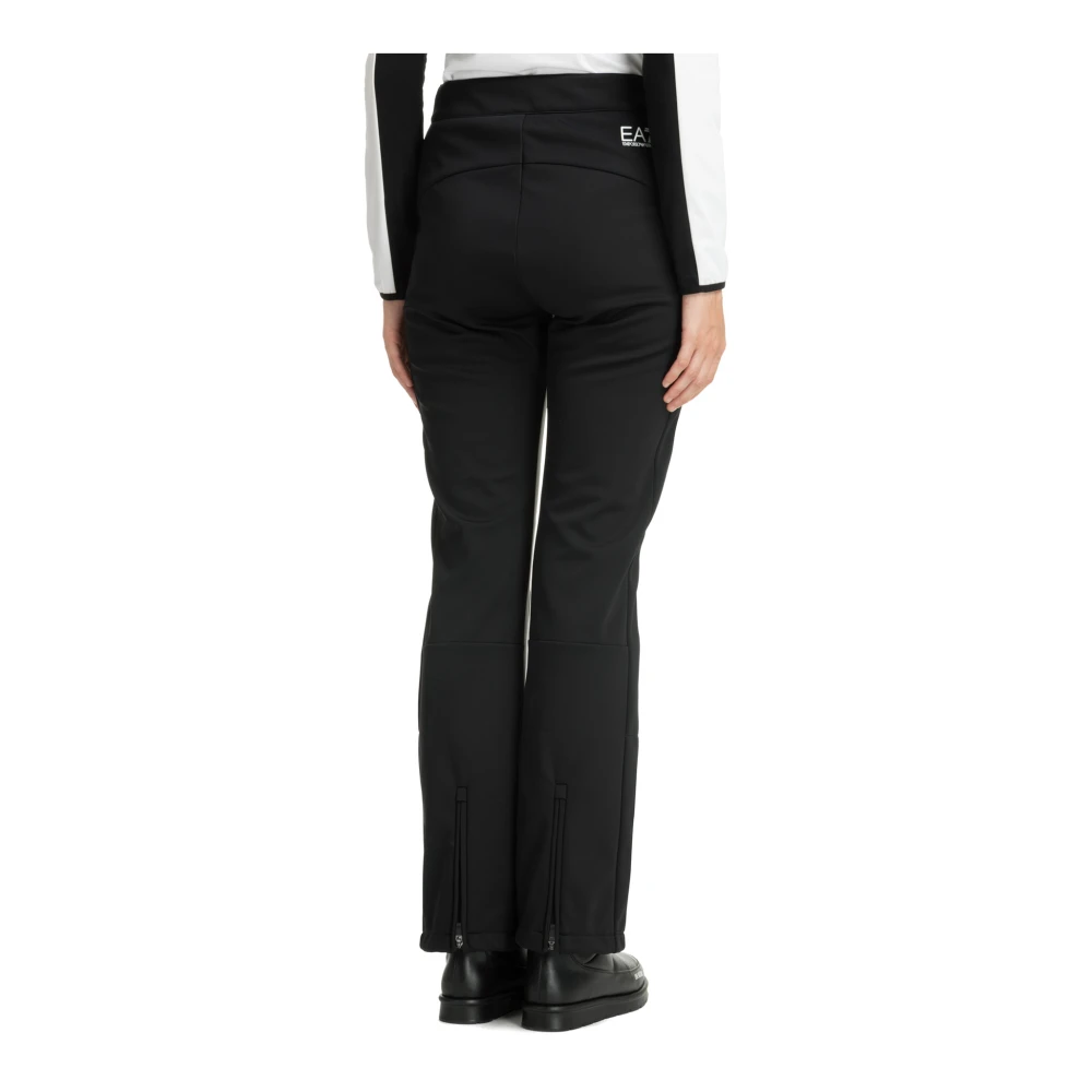 Emporio Armani EA7 Hoge Taille Ski Broek Drukknopen Logo Black Dames